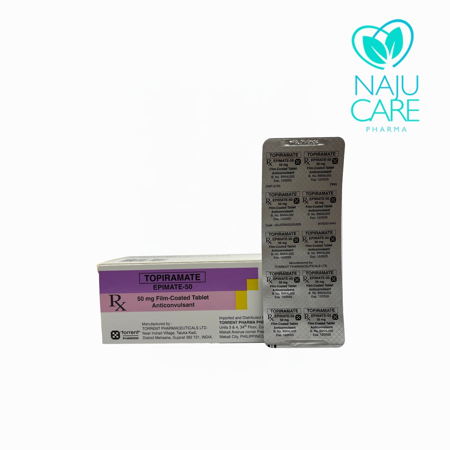 TOPIRAMATE 50MG FILM COATED TABLET (EPIMATE - 50) 30 TABLETS
