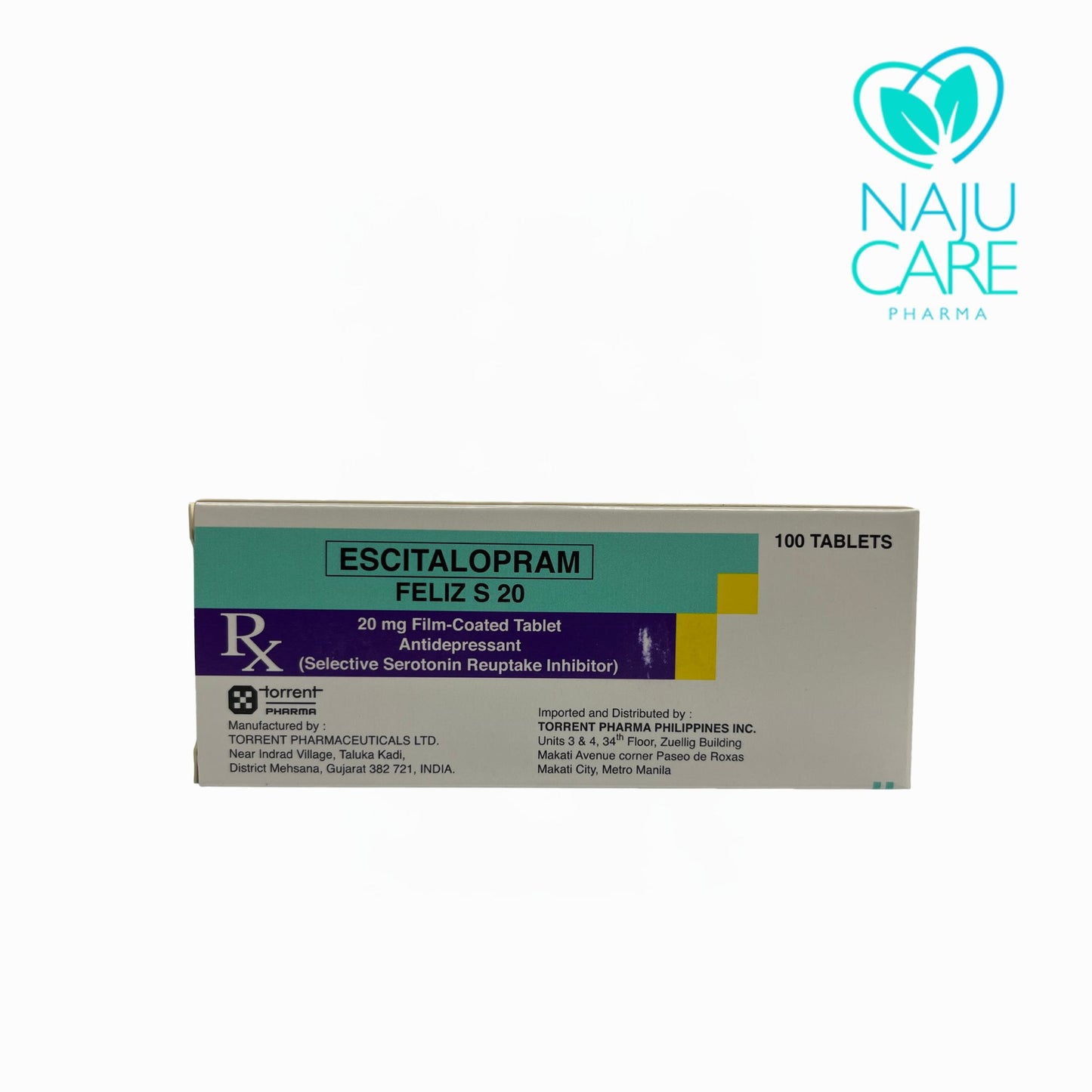 ECITALOPRAM 20MG FILM-COATED TABLET (FELIZ S) 100 TABLETS