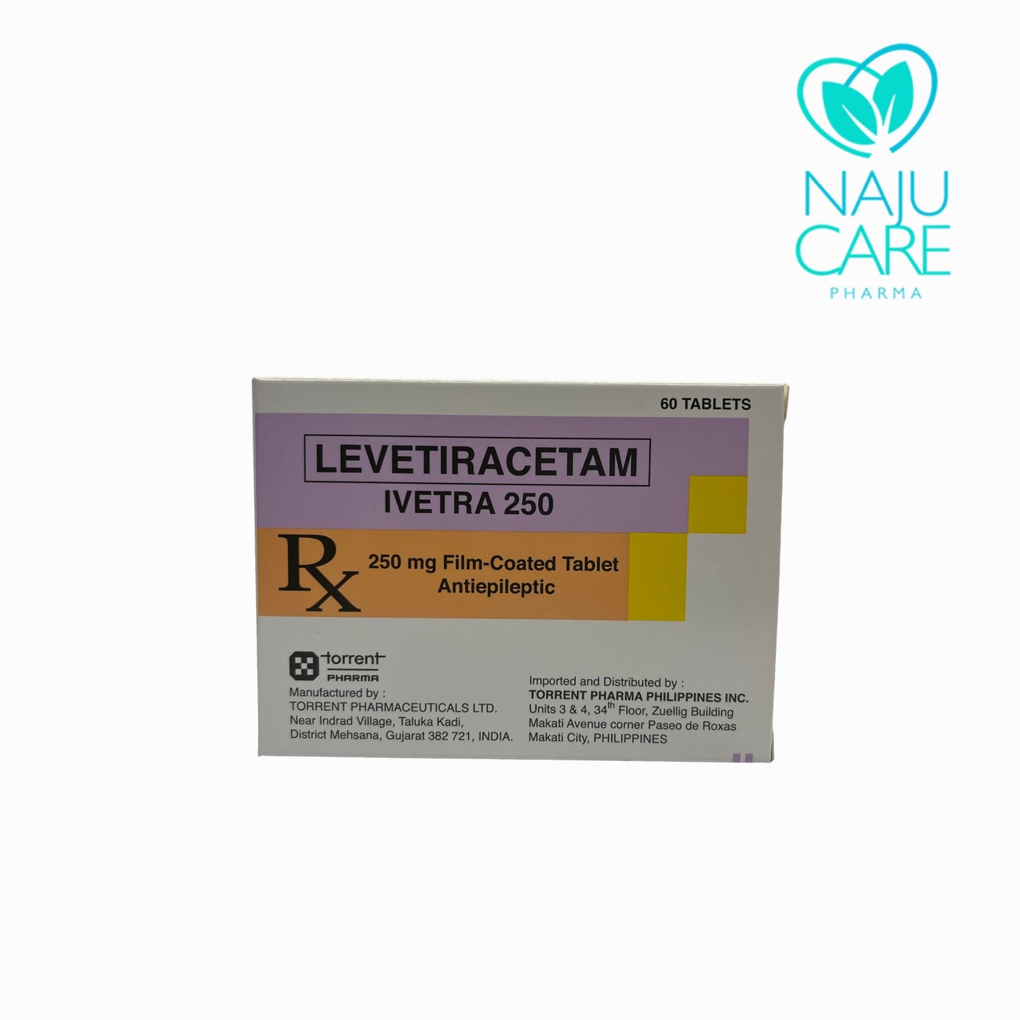 LEVETIRACETAM 1250MG FILM-COATED TABLET (IVETRA-250) 60 TABLETS