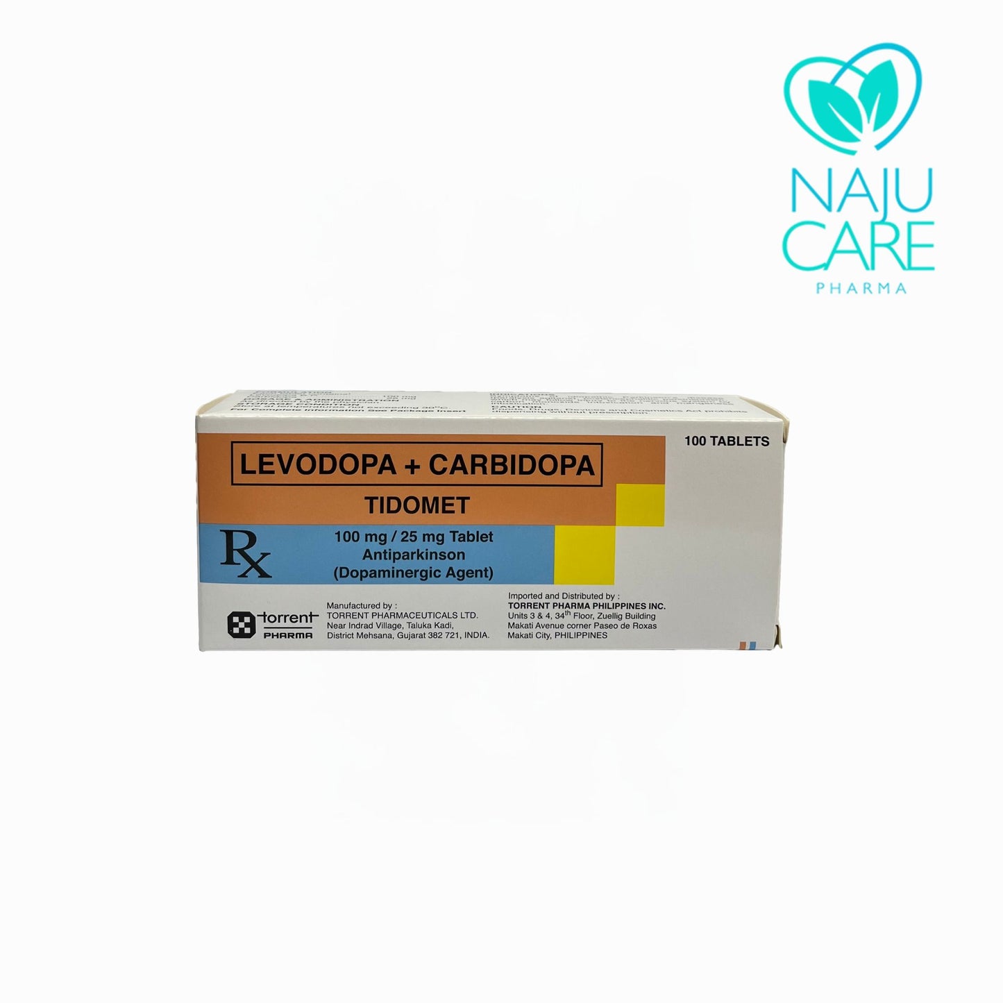 LEVODOPA+CARBIDOPA 100mg/25mg Tab (Tidomet) 100pcs