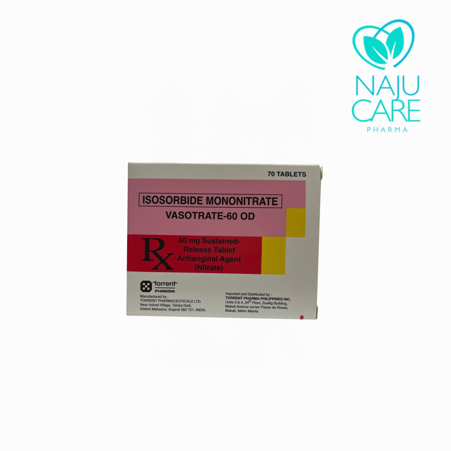 ISOSORBIDE MONONITRATE 60MG TABLET (VASOTRATE-60 OD) 70 TABLETS
