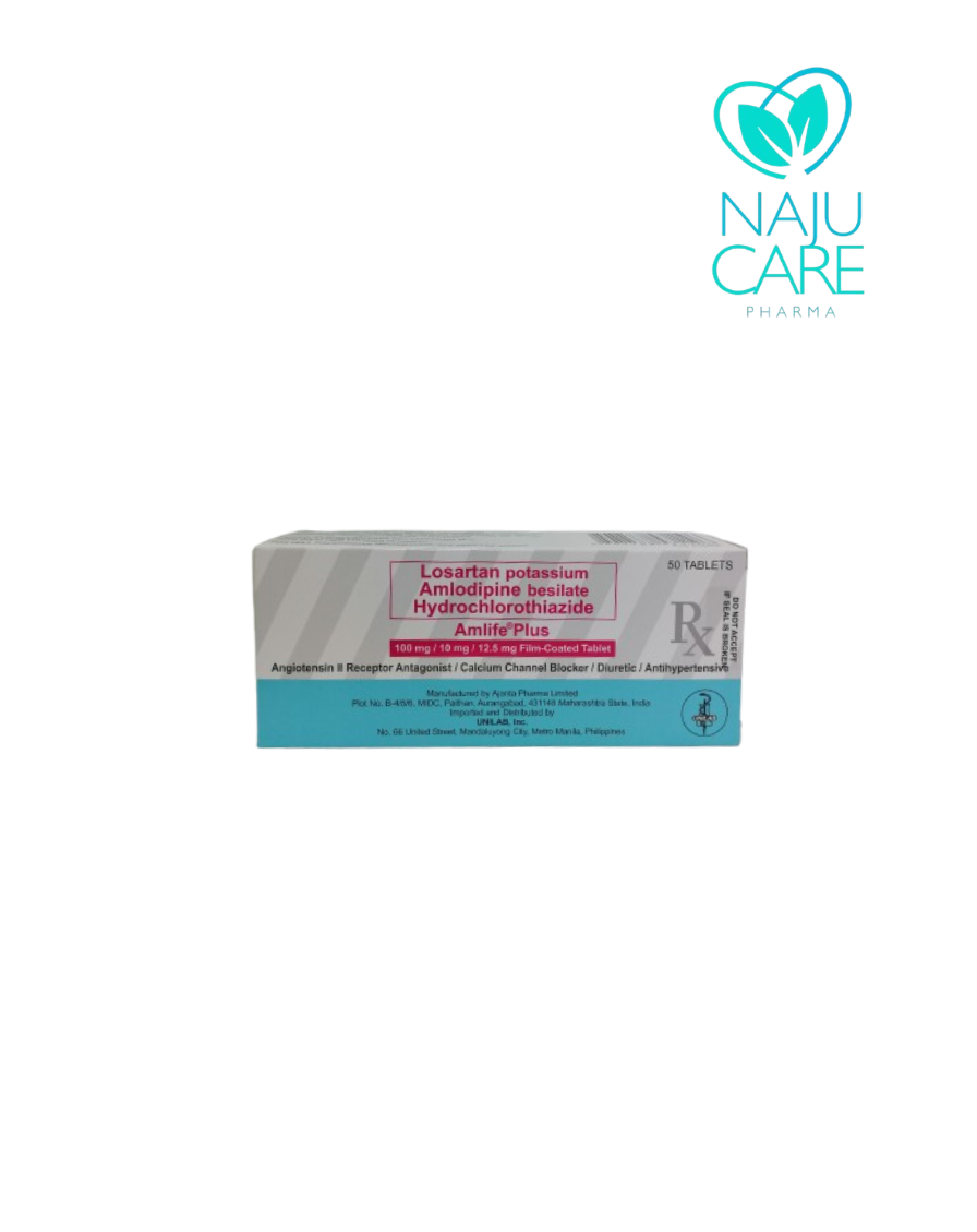 LOSARTAN+AMLODIPINE 100/10mg/12.5mg Tablet (AMLIFE PLUS) 50'S/Box