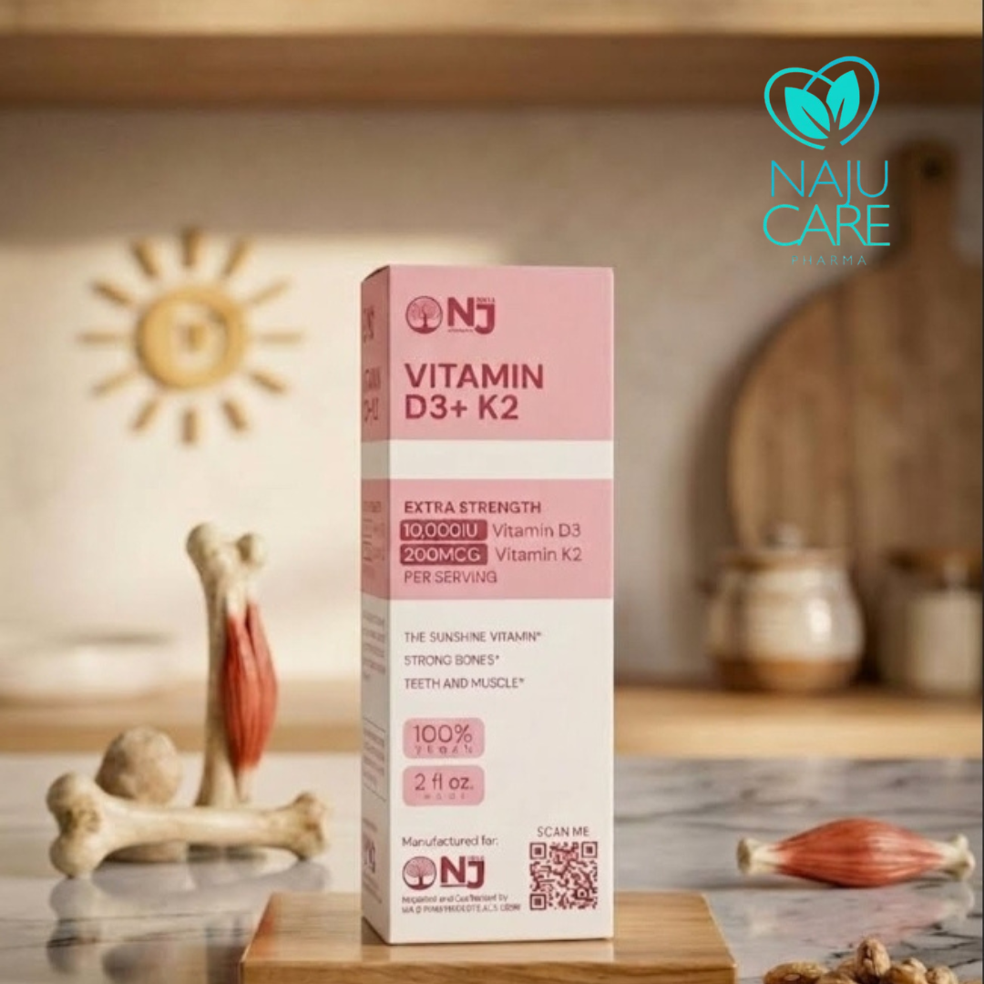 NAJU Vitamin D3 + K2 (Extra Strength) 10,000 IU Vitamin D3 and 200 mcg Vitamin K2