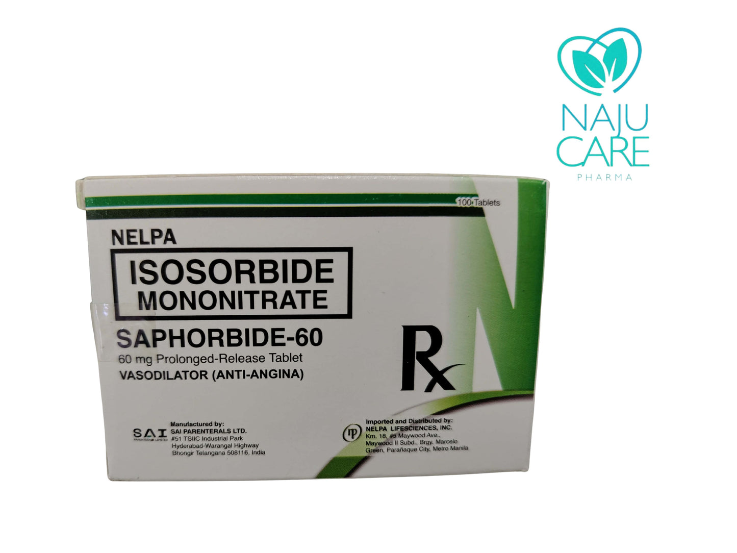 ISOSORBIDE MONONITRATE 60mg/PROLONGED-RELEASE TABLET (Saphorbide-60)