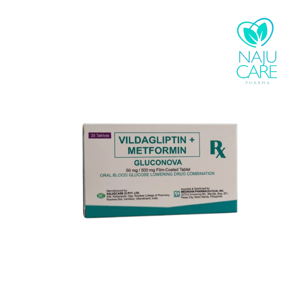 VILDAGLIPTIN + METFORMIN 50mg/500mg Film Coated Tablet (Gluconova)