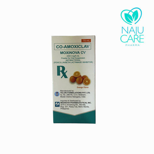 Co-Amoxiclav Moxinova CV 228.5mg/5ml Powder Suspension Orange 70ml 1 BOX