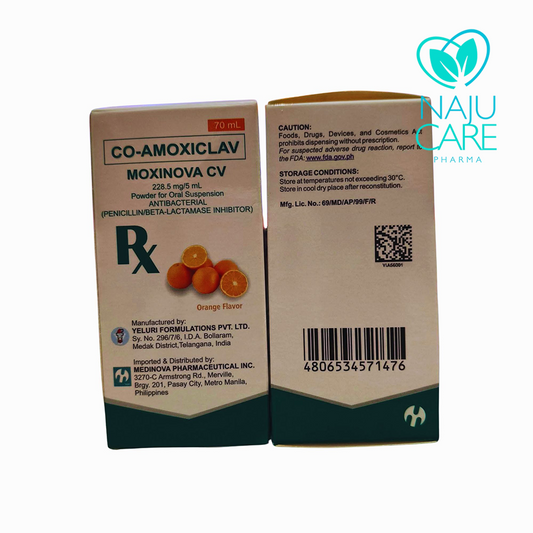 Co-Amoxiclav Moxinova CV 228.5mg/5ml Powder Suspension Orange 70ml 1 BOX