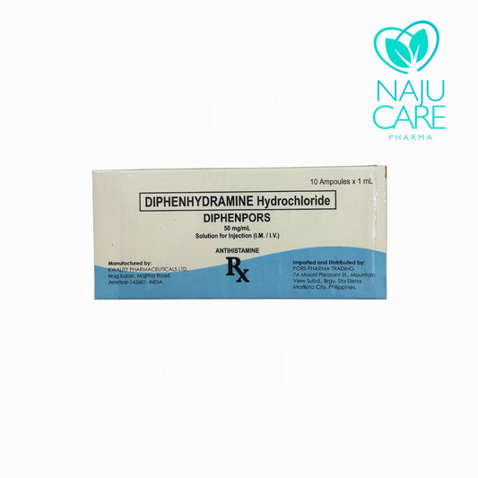 Diphenhydramine DIPHENPORS 50mg Amp 1 BOX