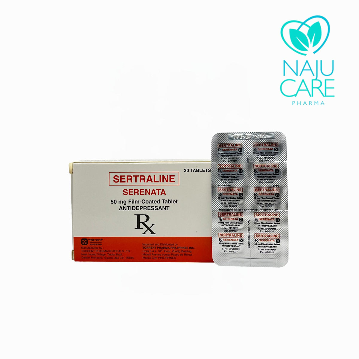 SERTRALINE HCl 50mg Film-Coated Tablet (Serenata)