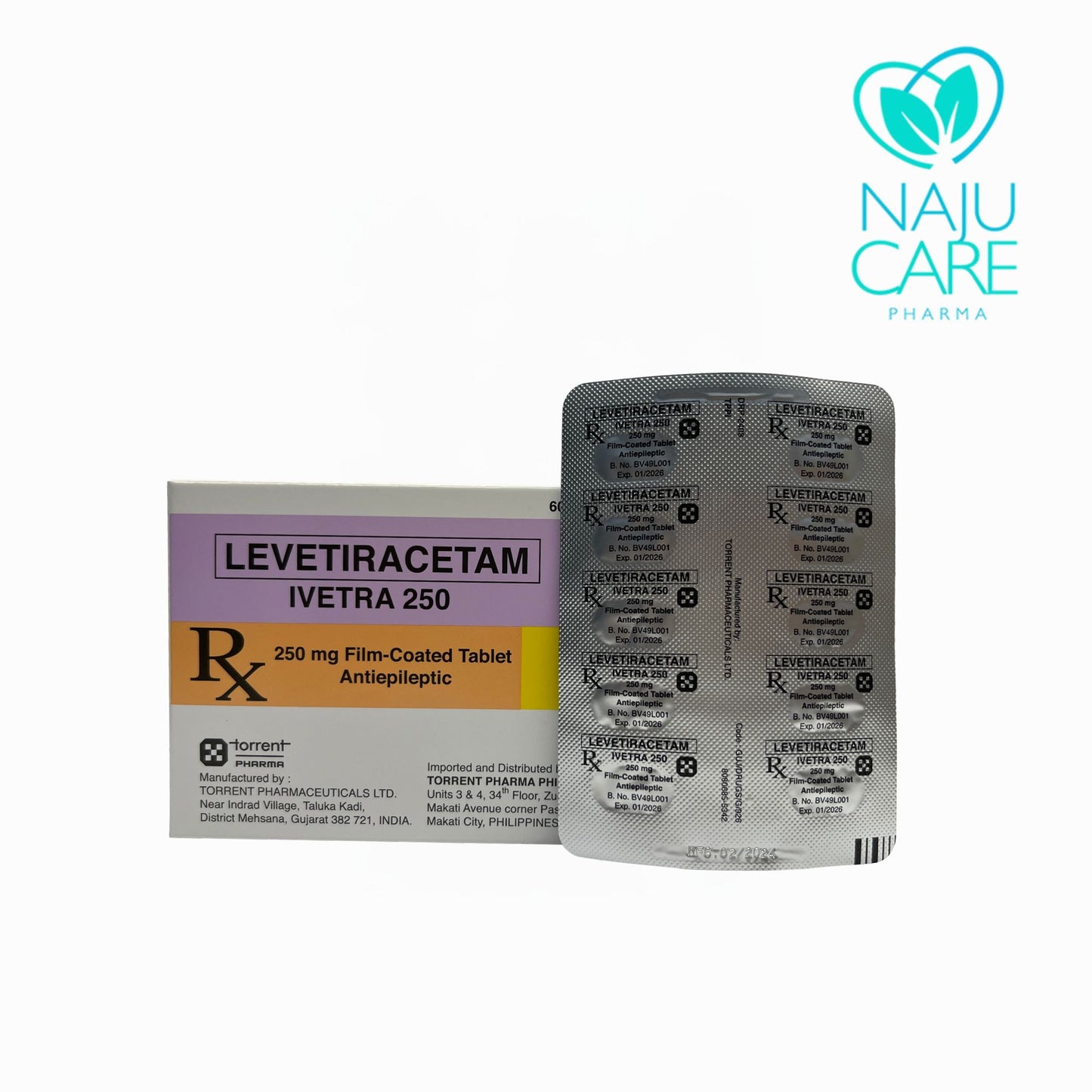 LEVETIRACETAM 1250MG FILM-COATED TABLET (IVETRA-250) 60 TABLETS