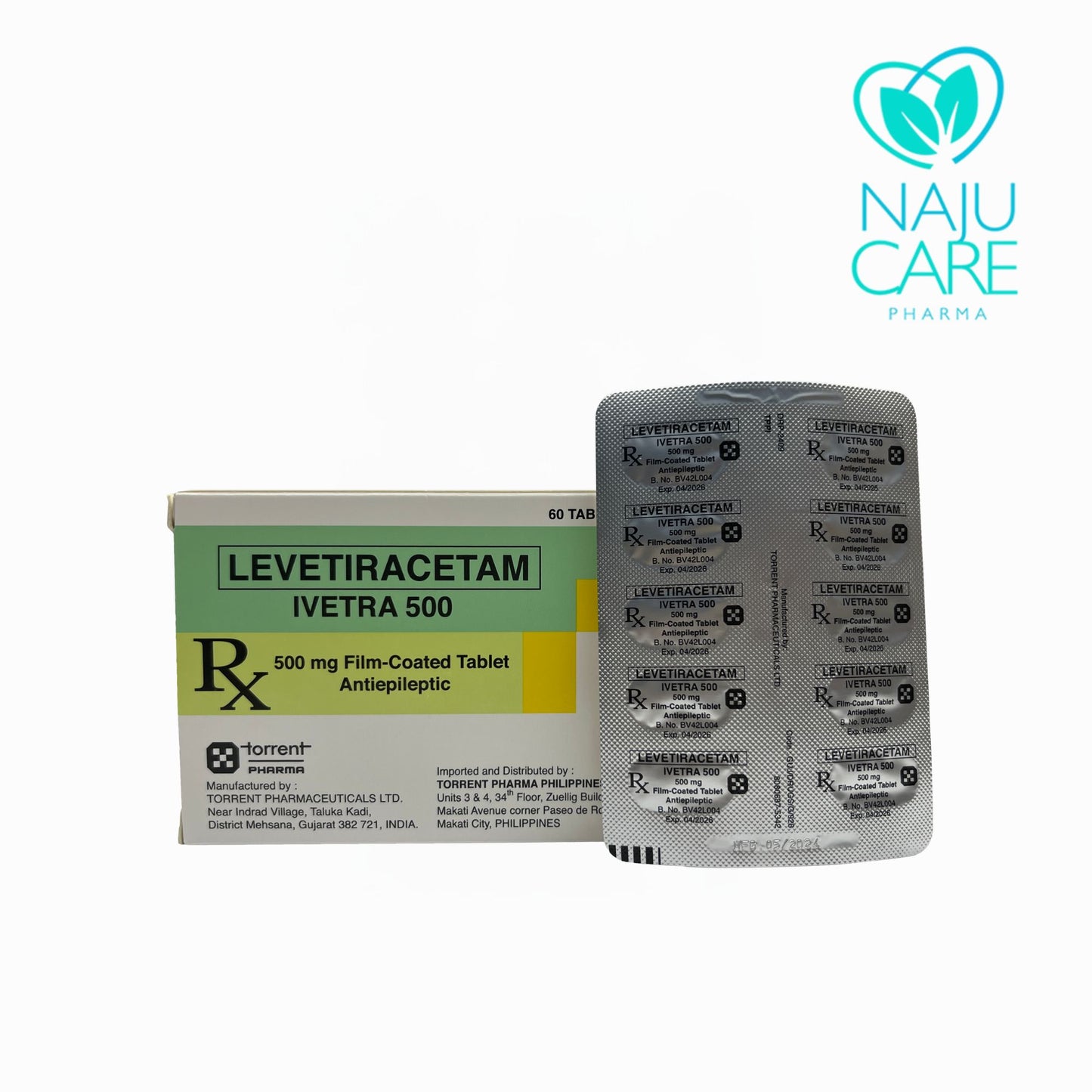 LEVETIRACETAM 500MG FILM-COATED TABLET (IVETRA-500) 60 TABLETS