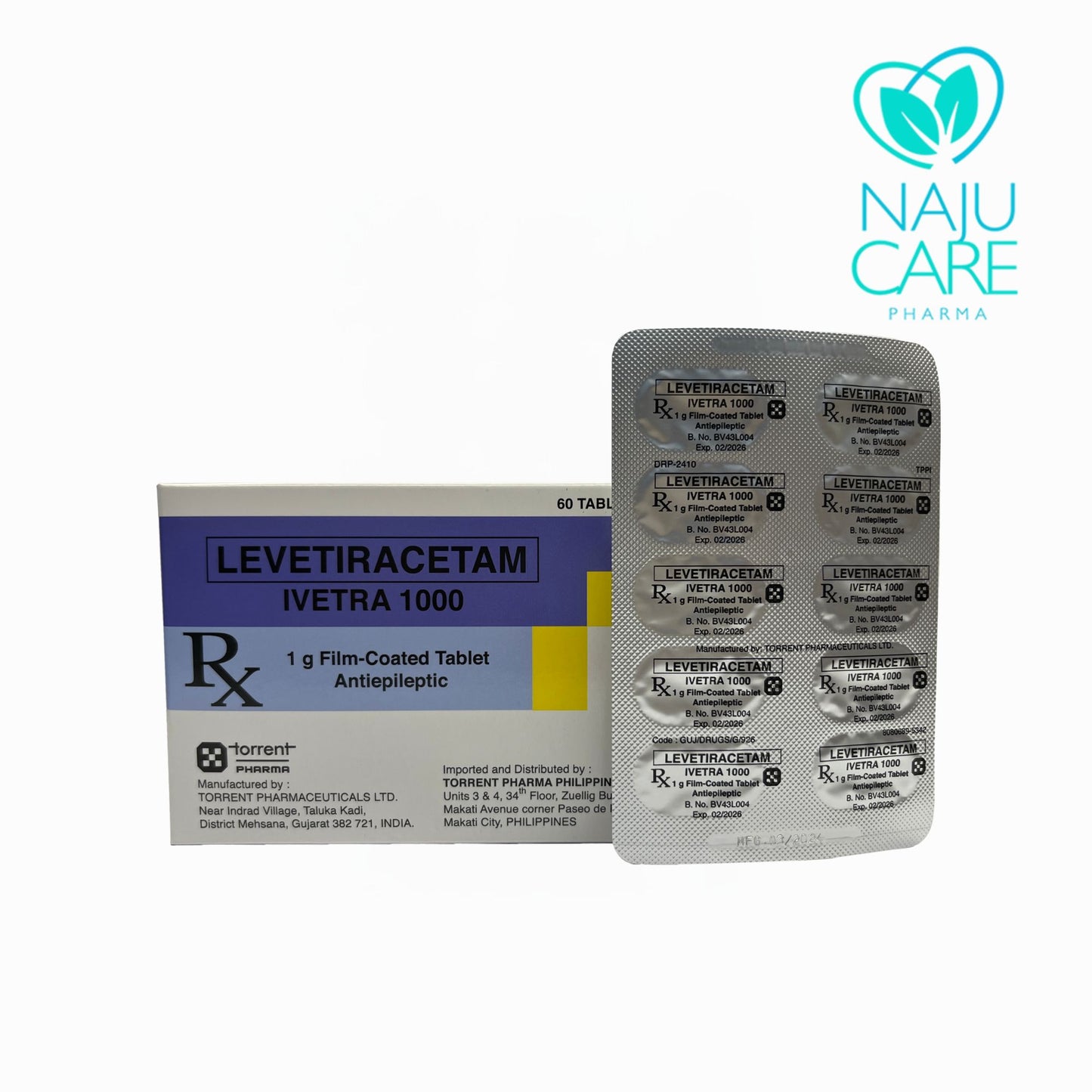 LEVETIRACETAM 1GRAM FILM-COATED TABLET (IVETRA-1000) 60 TABLETS