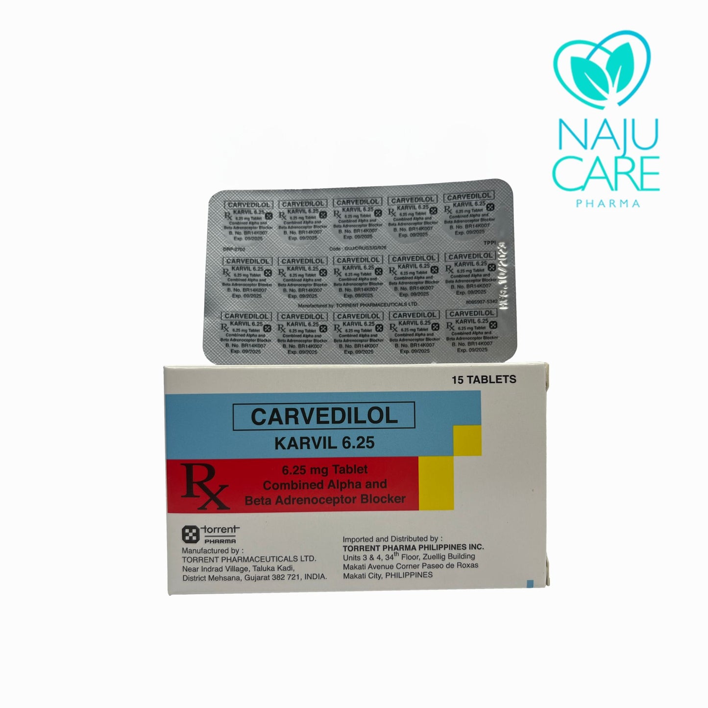 CARVEDILOL 6.25MG TABLET (KARVIL 6.25) 15 TABLETS