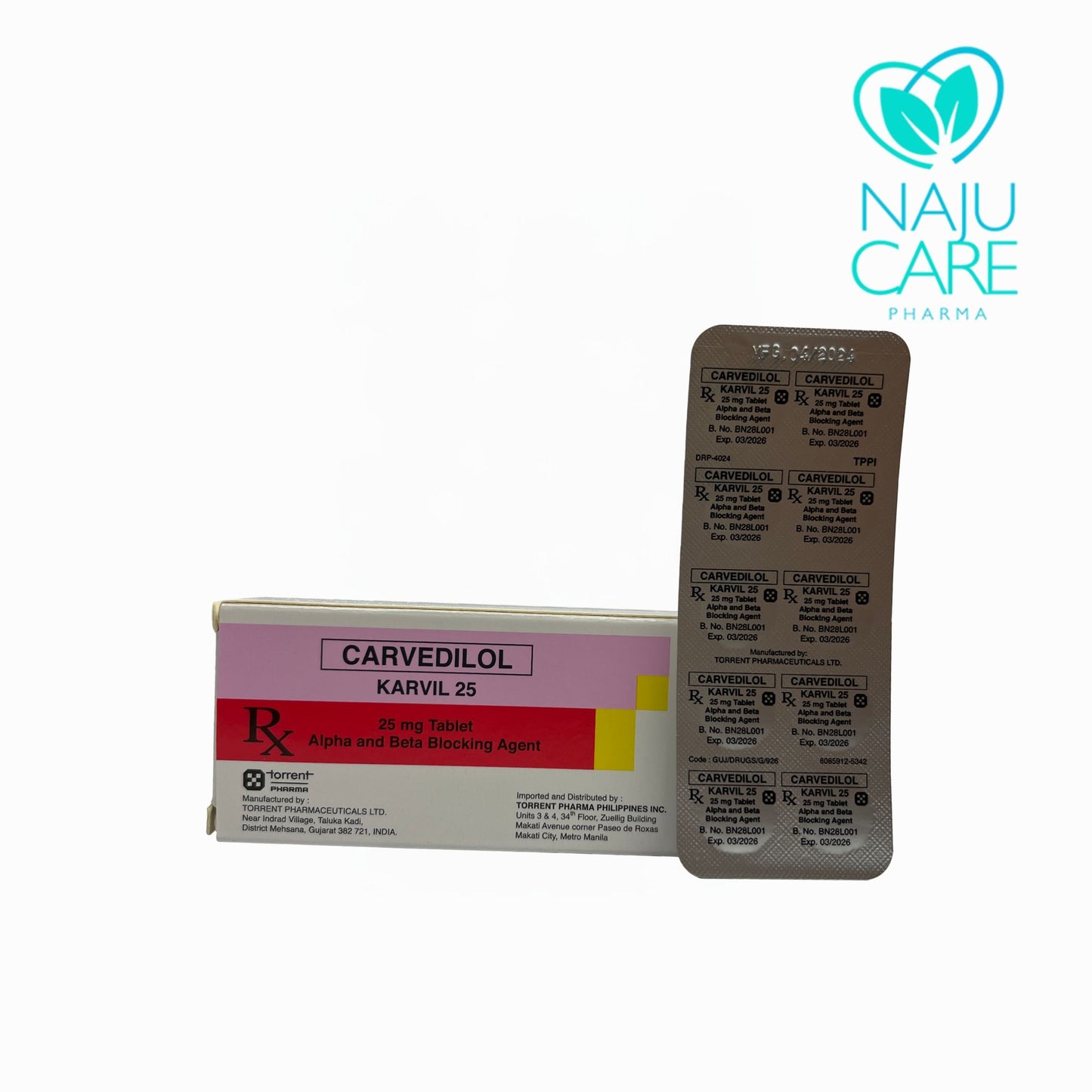 CARVEDILOL 25MG TABLET (KARVIL 25) 30 TABLETS