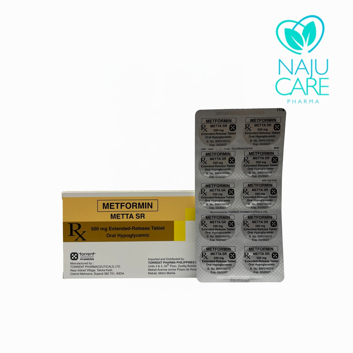 METFORMIN 500MG TABLET (METTA SR) 30 TABLETS