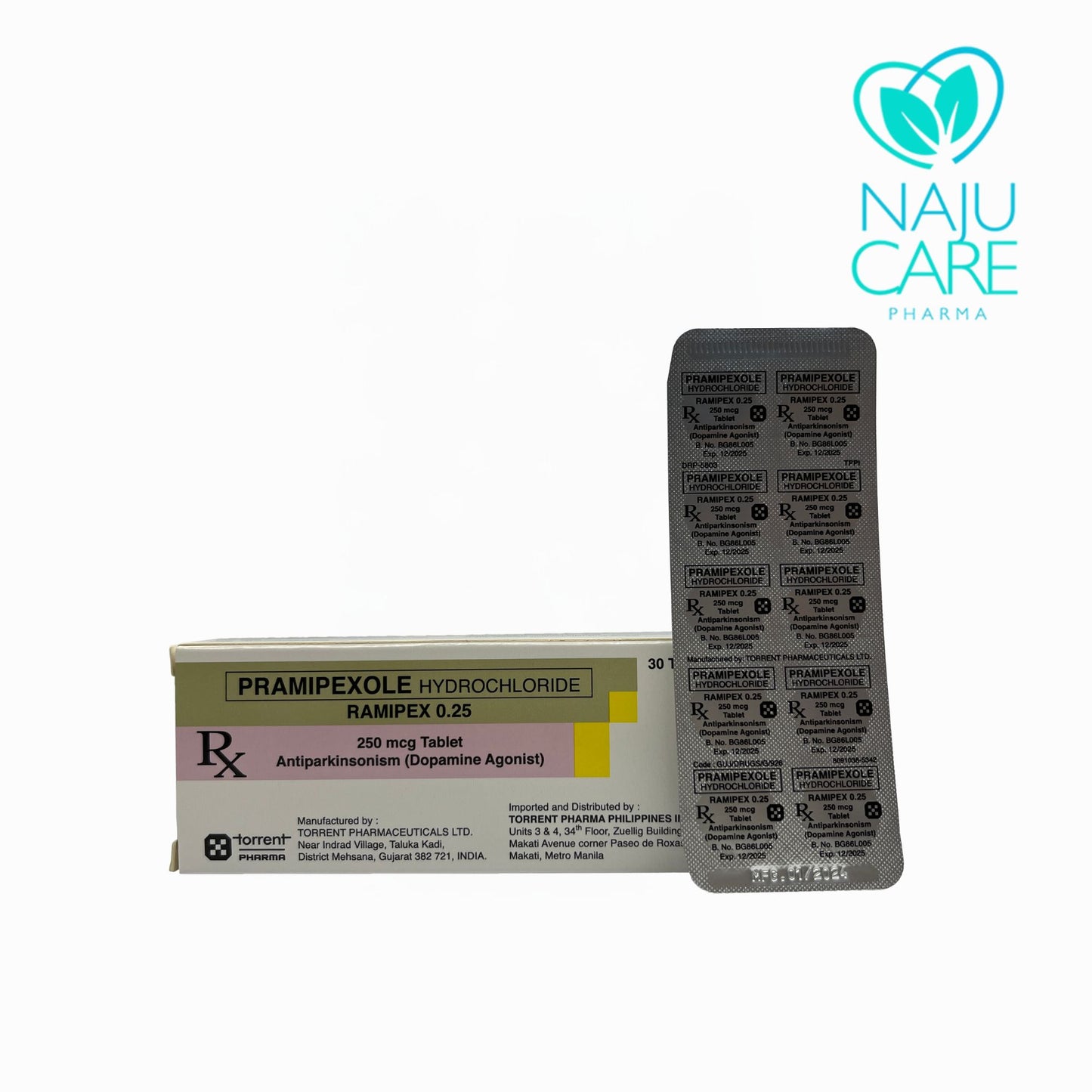 PRAMIPEXOLE HYDROCHLORIDE 250MG (RAMIPEX) 30 TABLETS