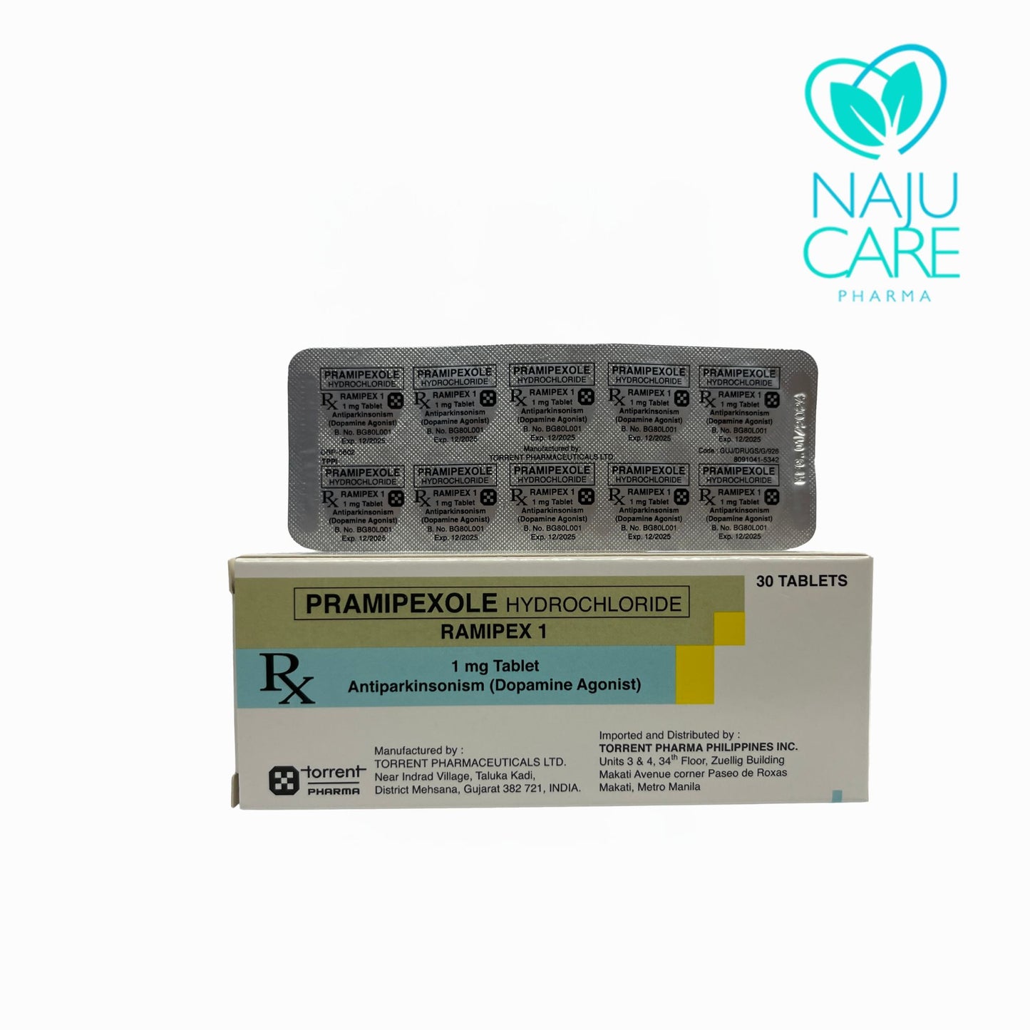 PRAMIPEXOLE HYDROCHLORIDE 1MG (RAMIPEX) 30 TABLETS