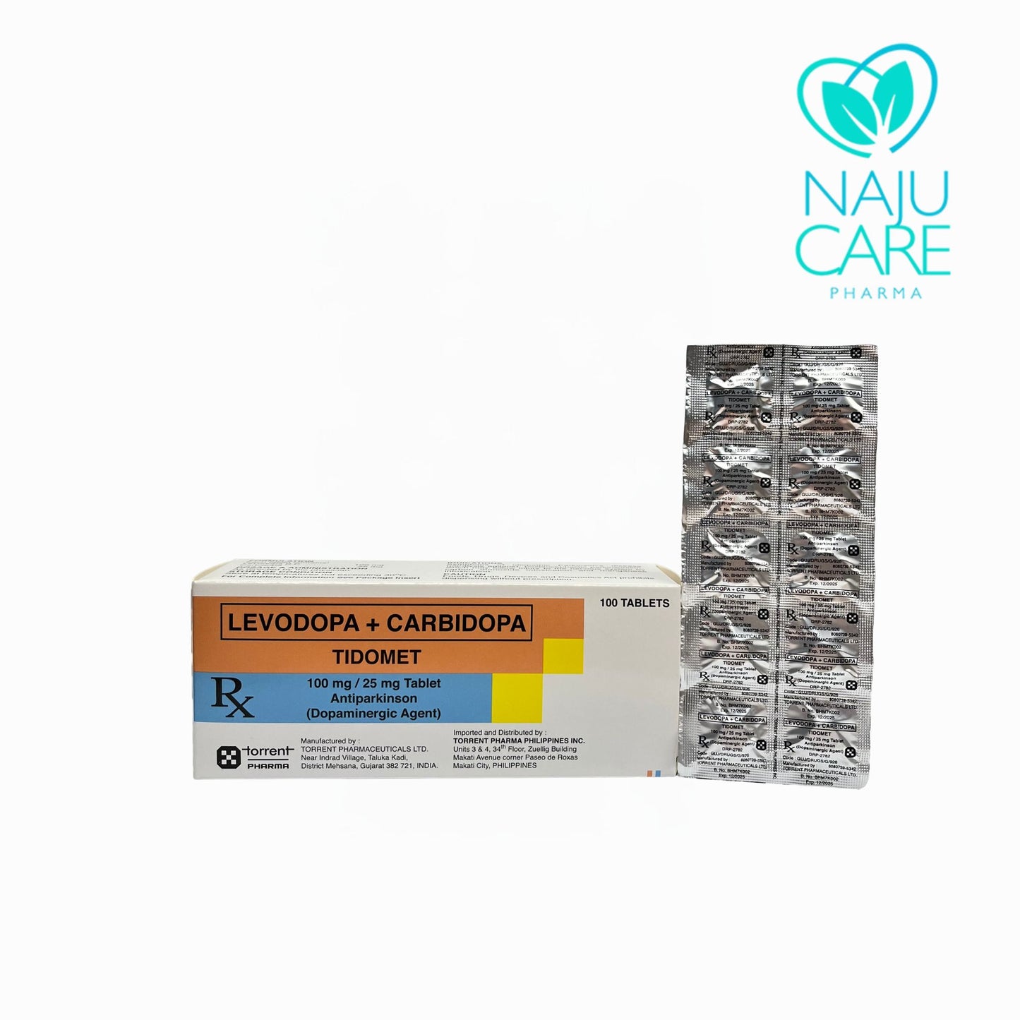 LEVODOPA+CARBIDOPA 100mg/25mg Tab (Tidomet)  100pcs