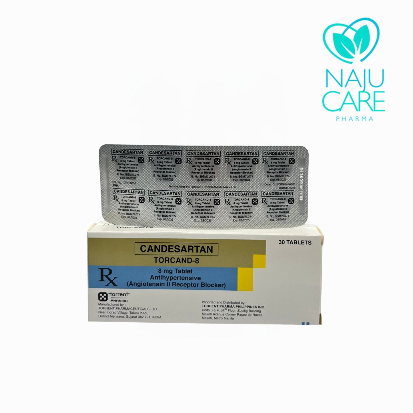 CANDESARTAN 8MG TABLET (TORCAND-8) 30 TABLETS