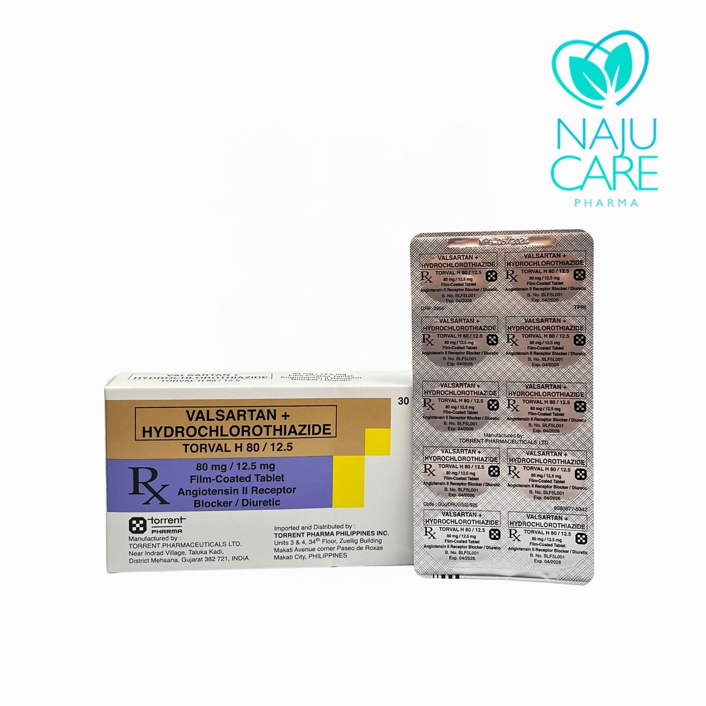 VALSARTAN + HYDROCHLOROTHIAZIDE 80MG/12.5 MG FIM-COATED TABLET (TORVAL H 80/12.5) 30 TABLETS