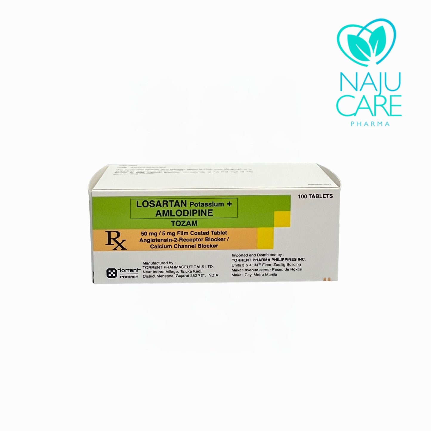 LOSARTAN POTASSIUM + AMLODIPINE 50MG/5MG FILM-COATED TABLET (TOZAM) 100 TABLETS