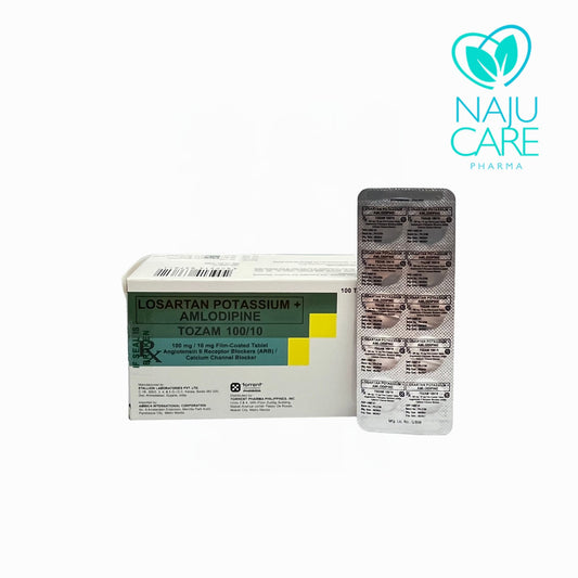 LOSARTAN POTASSIUM + AMLODIPINE 100MG/10MG FILM-COATED TABLET (TOZAM 100/10)