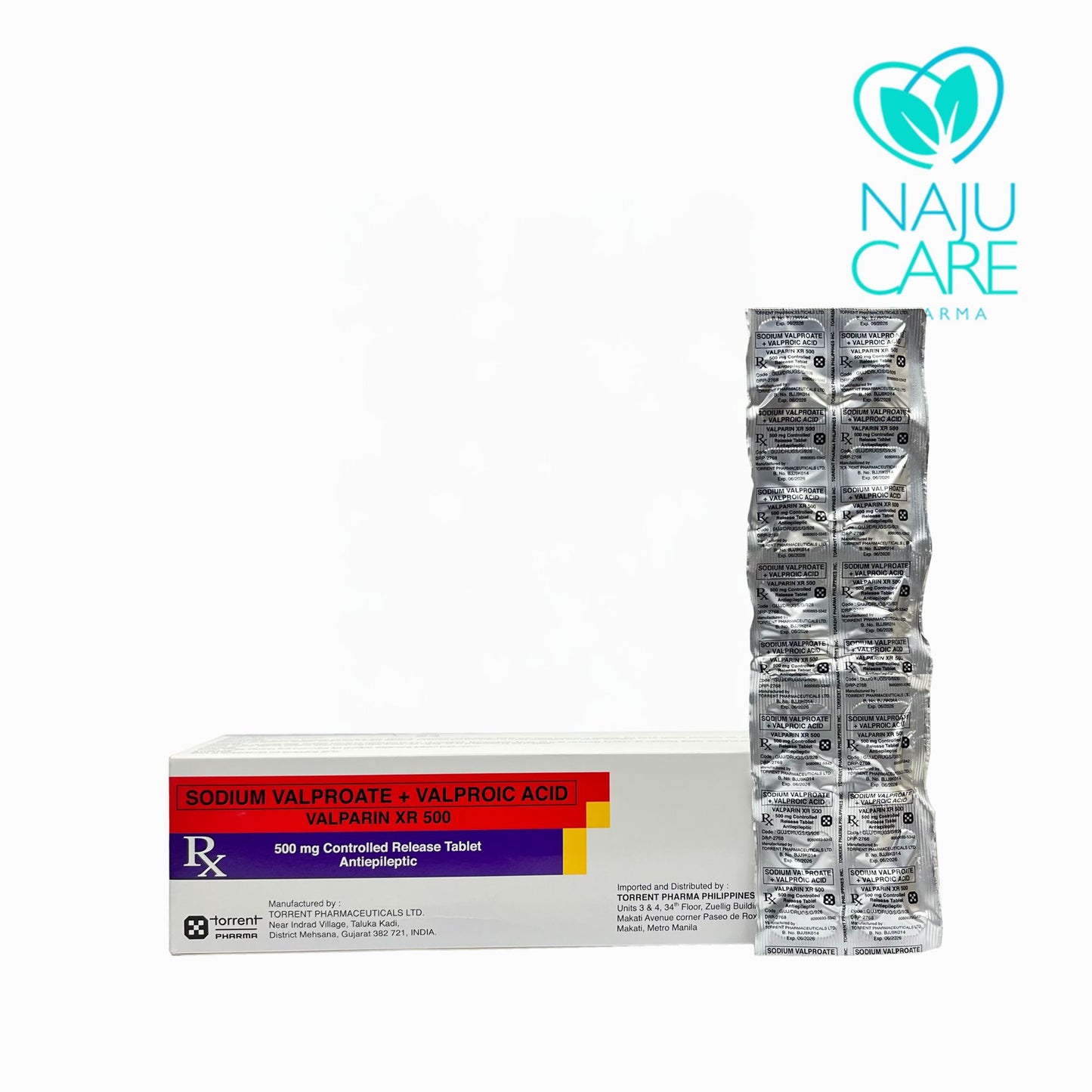 SODIUM VALPROATE + VALPROIC ACID 500 TABLET (VALPARIN XR 500) 100 TABLETS