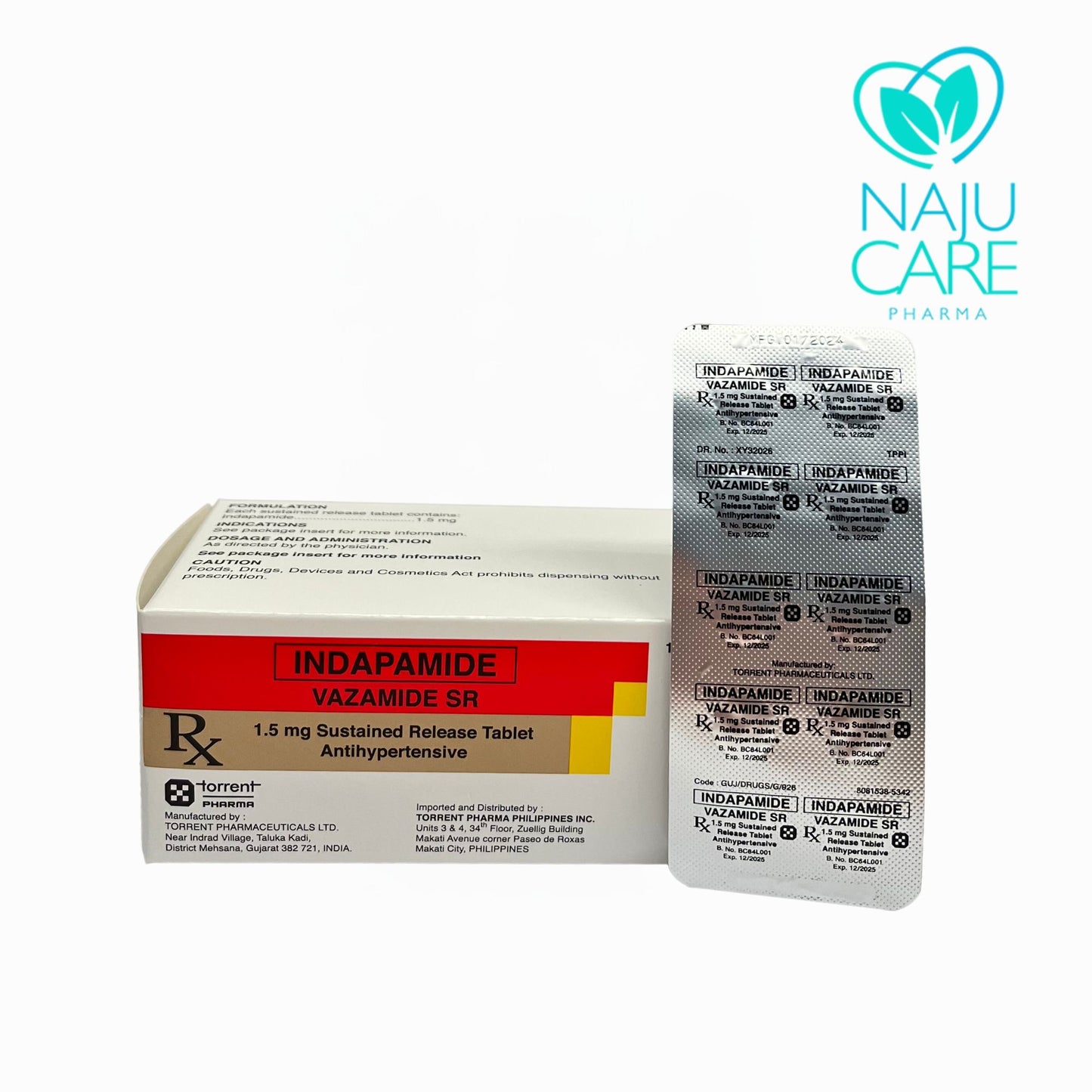 INDAPAMIDE 1.5MG TABLET (VAZAMIDE SR) 100 TABLETS