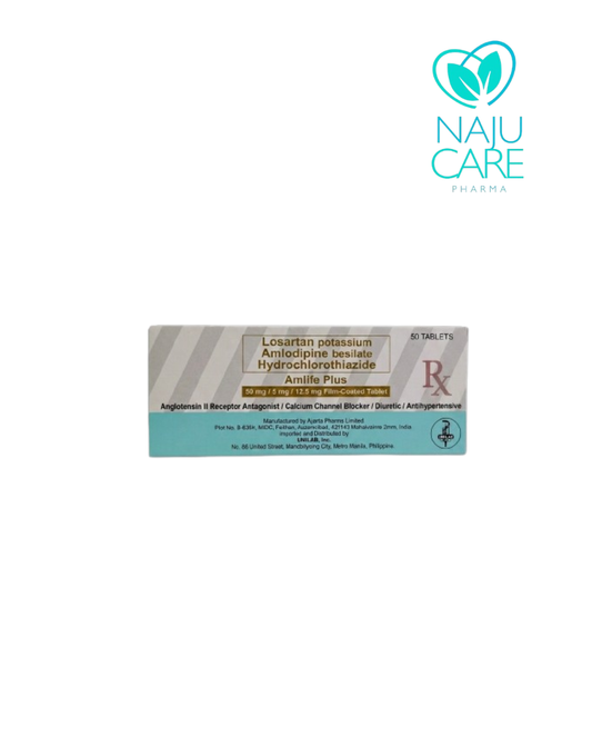 LOSARTAN+AMLODIPINE 50/5mg/12.5mg Tablet (AMLIFE PLUS) 50'S/Box