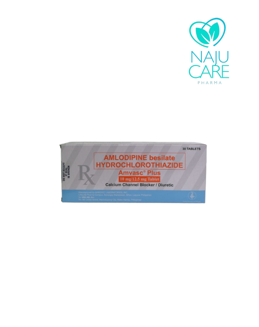 AMLODIPINE BESILATE + HYDROCHLOROTHIAZIDE 10mg/12.5mg Tablet (AMVASC PLUS) 30's/Box