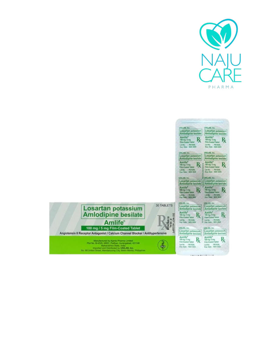 Losartan+Amlodipine 100mg/5mg Tablet (AMLIFE) 30's/Box